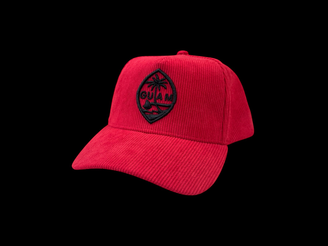 Red Corduroy Guam Seal Snapback