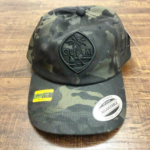 3D Puff Embroidered Guam Seal Black Camo Dad Hat